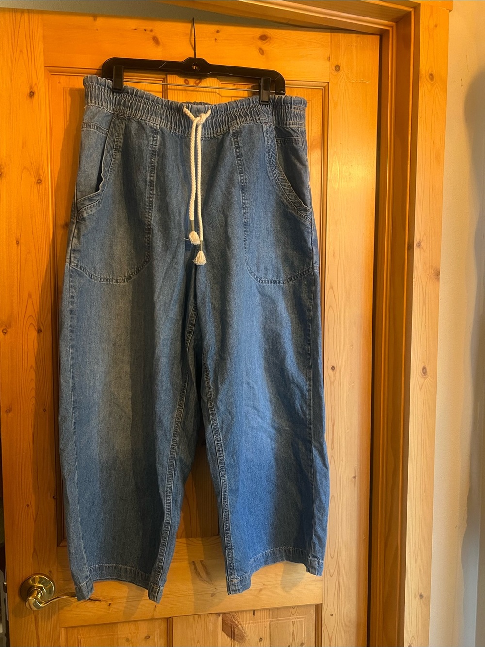 WE THE FREE Blue Drawstring Casual Jeans L